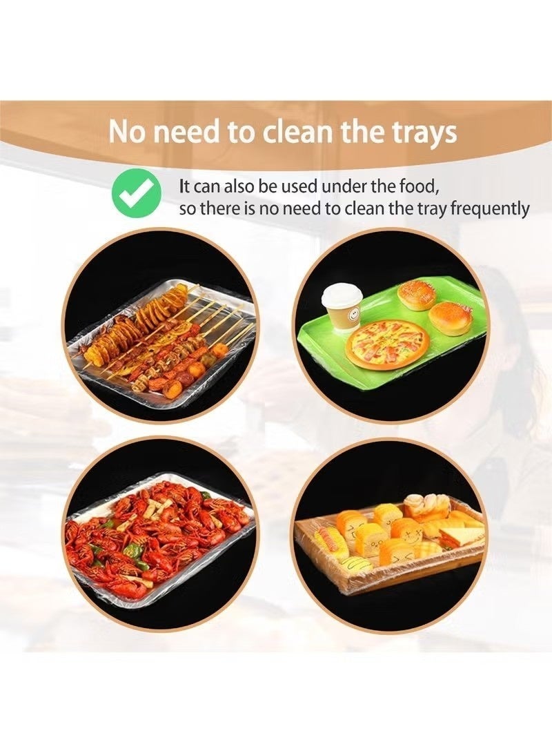 Monda 100pcs Large Clear Disposable Food Covers, No-Rinse Placemat, Plastic Wrap Covers for Snacks, Fruits, Vegetables, and Bread, Dust Cover for Electrical Appliances, Food-Safe Polypropylene Material - Image 3